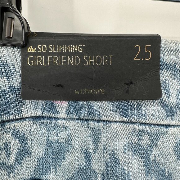 Chico's So Slimming Ikat-Print Girlfriend Jean Shorts Bermuda 12" Size 2.5 14 - Picture 6 of 7